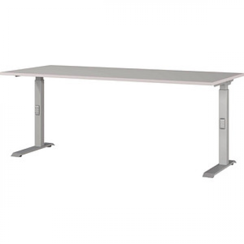 GERMANIA DOWNEY höhenverstellbarer Schreibtisch kaschmir rechteckig, C-Fuß-Gestell silber 180,0 x 80,0 cm