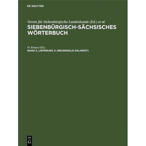 Siebenbürgisch-Sächsisches Wörterbuch / (Reusswald-Salarist)