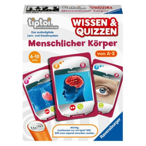 Ravensburger 00080 - tiptoi®, Wissen und Quizzen, Menschlicher Körper, Quizspiel