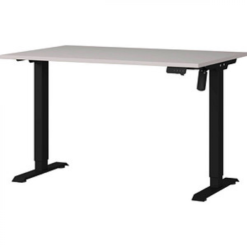 GERMANIA Boras höhenverstellbarer Schreibtisch kaschmir rechteckig, T-Fuß-Gestell schwarz 120,0 x 80,0 cm