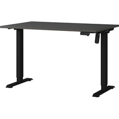 GERMANIA Boras höhenverstellbarer Schreibtisch grafit rechteckig, T-Fuß-Gestell schwarz 120,0 x 80,0 cm