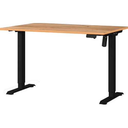 GERMANIA Boras höhenverstellbarer Schreibtisch navarra-eiche rechteckig, T-Fuß-Gestell schwarz 120,0 x 80,0 cm