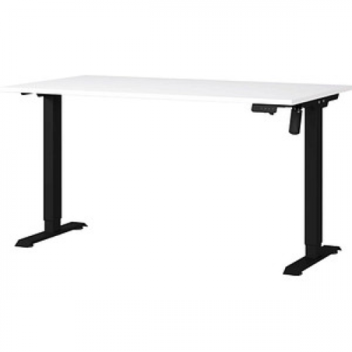 GERMANIA Boras höhenverstellbarer Schreibtisch weiß rechteckig, T-Fuß-Gestell schwarz 140,0 x 80,0 cm