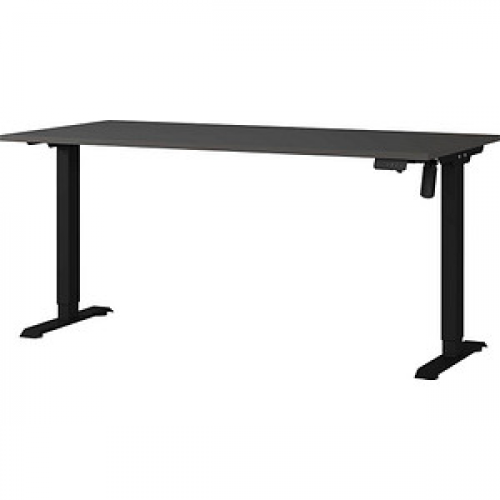 GERMANIA Boras höhenverstellbarer Schreibtisch grafit rechteckig, T-Fuß-Gestell schwarz 160,0 x 80,0 cm