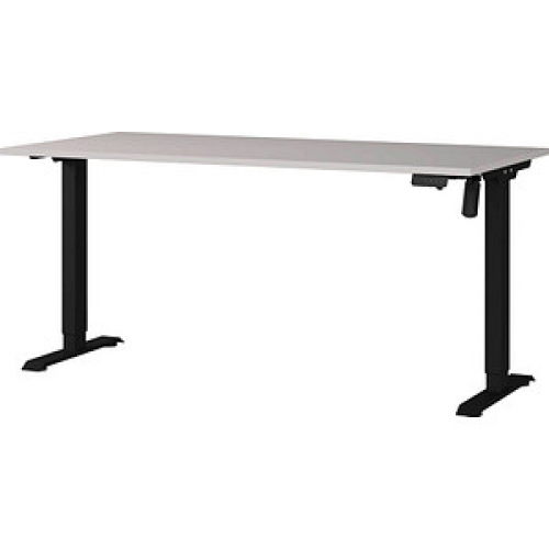 GERMANIA Boras höhenverstellbarer Schreibtisch kaschmir rechteckig, T-Fuß-Gestell schwarz 160,0 x 80,0 cm