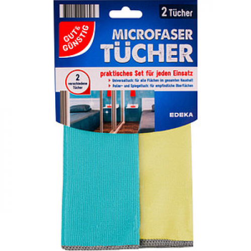 GUT&GÜNSTIG Mikrofasertücher Mikrofaser 60 °C waschbar, 2 St.