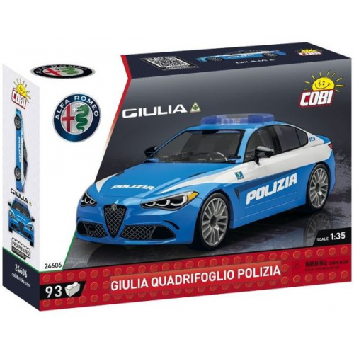 COBI 24606 - Alfa Romeo Giulia Quadrifoglio Polizia, Sportlimousine, Bausatz 1:35, 93 Klemmbausteine