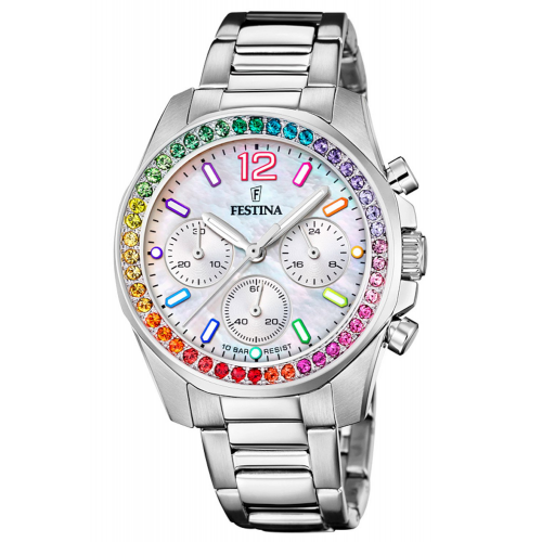 Festina F20606/2 Damenuhr Chronograph Regenbogen