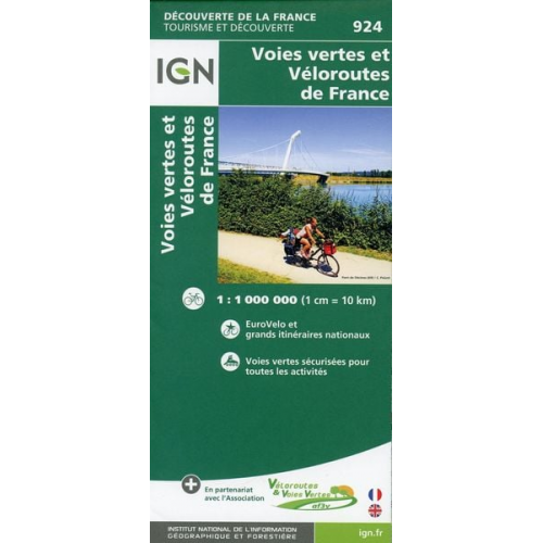 Collectif Ign - Voies Vertes et Véloroutes de France 1:1 000 000