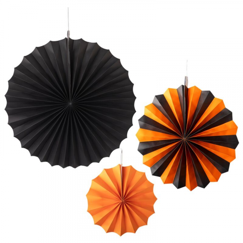 Rosetten "3er-Set" schwarz/orange O40cm/32cm/20cm, 3 Stk.