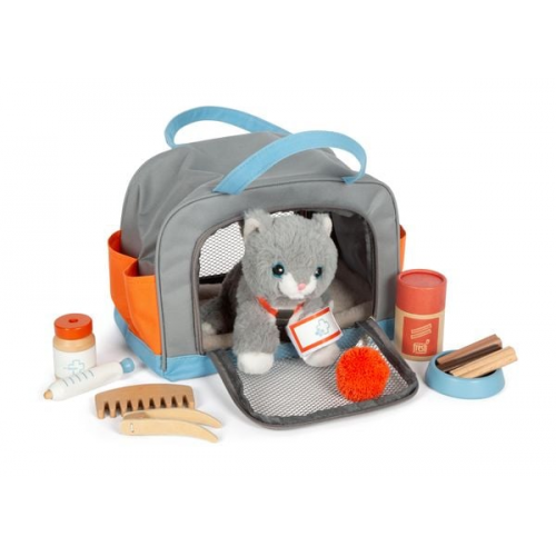 Small Foot 12601 - Katze mit Tasche und Pflege-Set