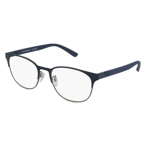 Emporio Armani EA1139 Herren-Brille inkl. Gläser Vollrand Rund Metall-Gestell 55mm/19mm/145mm, schwarz