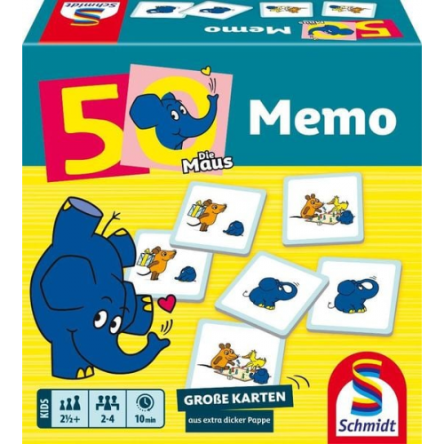 Schmidt Spiele 40664 - Die Maus, Elefanten-Memo, 50. Jubiläum