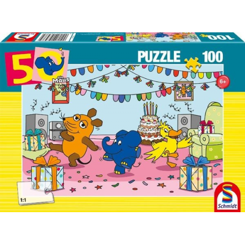 Schmidt Spiele 56537 - Elefantastische Party, 100 Teile, Kinderpuzzle Die Maus