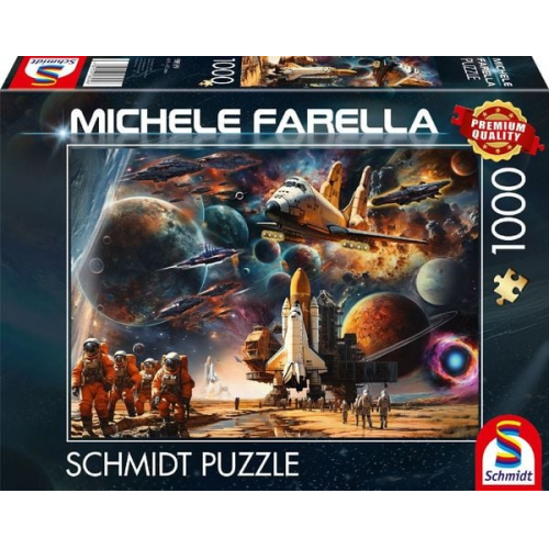 Schmidt Spiele 58539 - Faszination Raumfahrt, Reise in ferne Galaxien, Puzzle Michele Farella 1.000 Teile