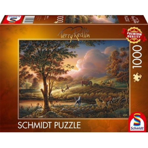 Schmidt Spiele 58544 - Sonnengold über reifen Feldern, Puzzle Terry Redlin 1.000 Teile