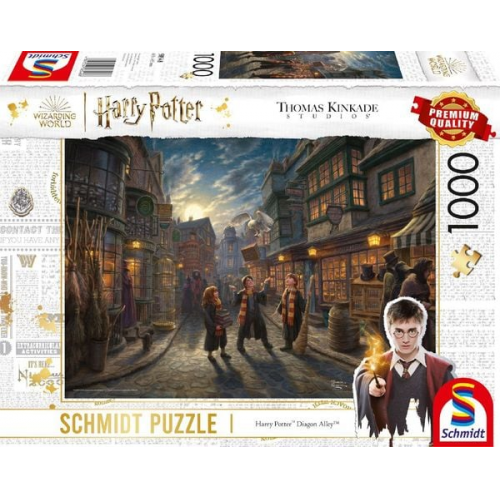 Schmidt Spiele 58548 - Wizarding World, Harry Potter™, Diagon Alley, Puzzle Thomas Kinkade 1.000 Teile - Warner