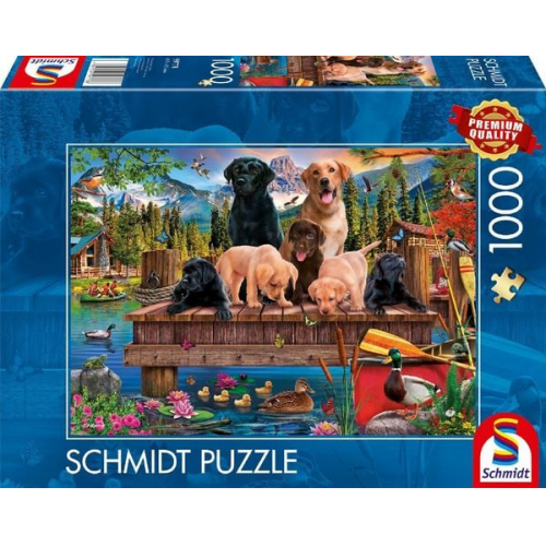 Schmidt Spiele 59778 - Hundefamilie am See, Puzzle Standard 1.000 Teile