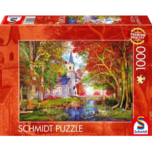 Schmidt Spiele 59788 - Kapelle im Herbstzauber, Puzzle Standard 1.000 Teile