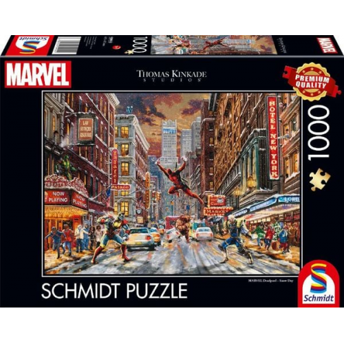 Schmidt Spiele 59959 - Deadpool, Snow Day, Puzzle Thomas Kinkade 1.000 Teile - Marvel