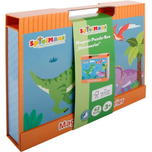 SpielMaus Holz Magnet Puzzle-Box ''Dinosaurier'', 61 Teile