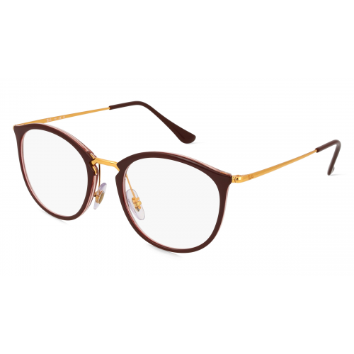 Ray-Ban RX7140 Unisex-Brille inkl. Gläser Vollrand Panto Kunststoff-Gestell 51mm/20mm/150mm, braun