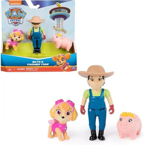 PAW Patrol Hero Pups – Actionfiguren-Set mit 1 Skye Hundefigur, 1 Bäuerin Yumi Figur und 1 Schweinchen