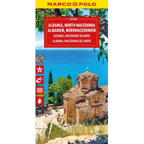 MARCO POLO Reisekarte Albanien, Nordmazedonien 1:450.000