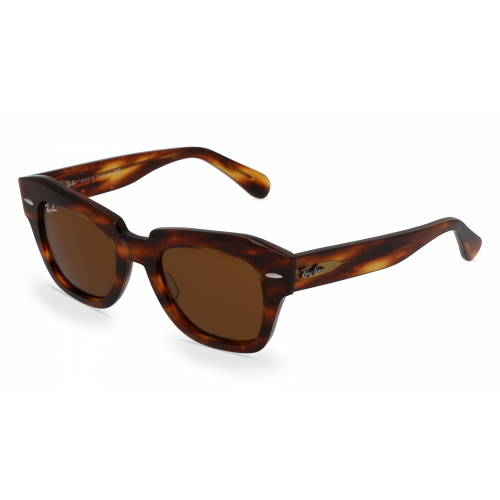 Ray-Ban RB 2186 STATE STREET Unisex-Sonnenbrille Vollrand Eckig Acetat-Gestell, Havanna