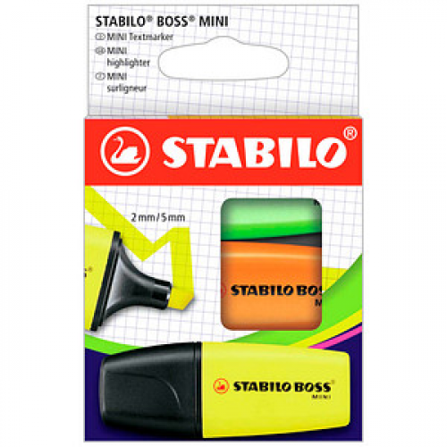 STABILO BOSS MINI Textmarker farbsortiert, 3 St.