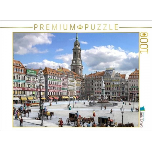 CALVENDO Puzzle Dresden - Kreuzkirche und Altmarkt um 1900 | 1000 Teile Lege-Größe 64x48cm Foto-Puzzle für glückliche Stunden