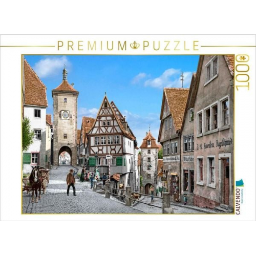 CALVENDO Puzzle Rothenburg - Ploenlein um 1900 | 1000 Teile Lege-Größe 64x48cm Foto-Puzzle für glückliche Stunden