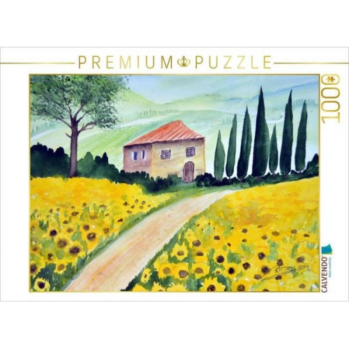 CALVENDO Puzzle Sonnenblumen in der Maremma | 1000 Teile Lege-Größe 64x48cm Foto-Puzzle für glückliche Stunden