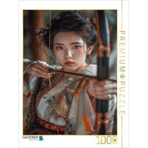 CALVENDO Puzzle Asiatische Frau mit Pfeil und Bogen | 1000 Teile Lege-Größe 64x48cm Foto-Puzzle für glückliche Stunden