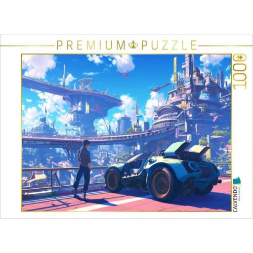 CALVENDO Puzzle Modernes Auto in moderner Stadt im Anime Stil | 1000 Teile Lege-Größe 64x48cm Foto-Puzzle für glückliche Stunden