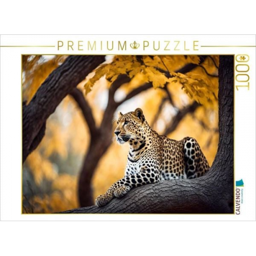 CALVENDO Puzzle Leopard - gefleckte Jäger hält Ausschau | 1000 Teile Lege-Größe 64x48cm Foto-Puzzle für glückliche Stunden