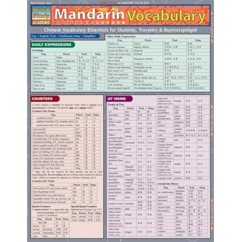 Lung-Hua Gail Hu - Quickstudy Mandarin Vocabulary