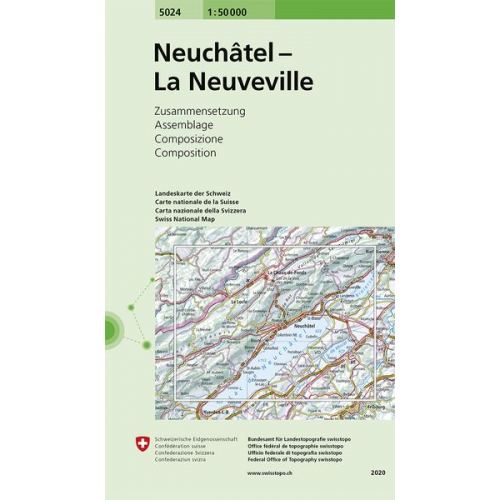 Bundesamt für Landestopografie swisstopo - Swisstopo 1 : 50 000 Neuchâtel Les Verrières - La Neuveville