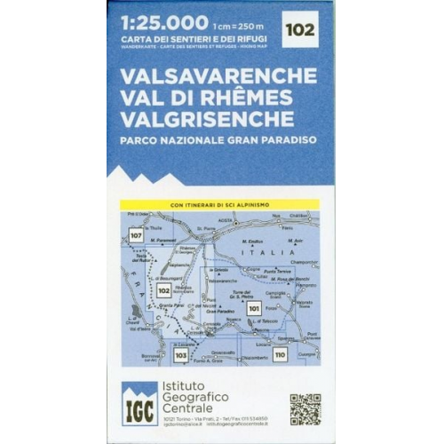 IGC Italien 1 : 25 000 Wanderkarte 102 Valsavarenche