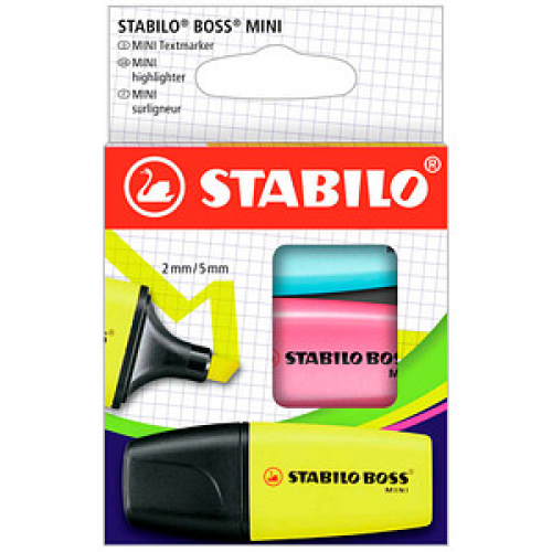 STABILO BOSS MINI Textmarker farbsortiert, 3 St.