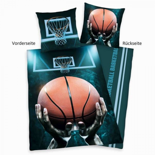 Young Collection 4459233050 - Basketball Bettwäsche, 80x80 cm + 135x200 cm, 100% Baumwolle