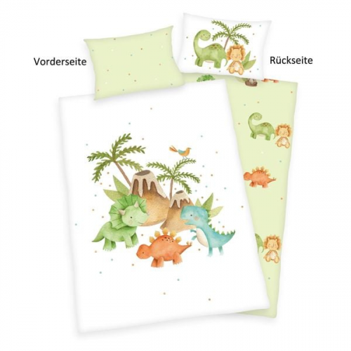 Babybest® 2485230063 - Dinos Bettwäsche (Made in Green), 40x60 cm + 100x135 cm, 100% Baumwolle