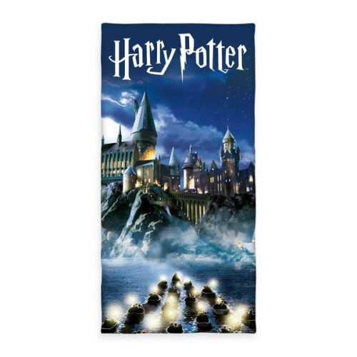 Harry Potter 6174412515 - Velourstuch blau, 70x140 cm, 100% Baumwolle