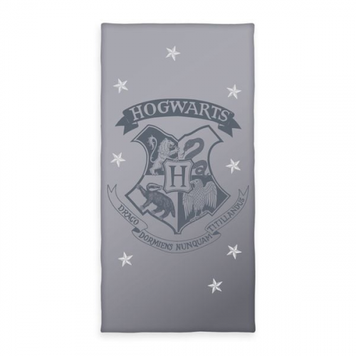 Harry Potter 6174413515 - Velourstuch grau - Aktion, 70x140 cm, 100% Baumwolle