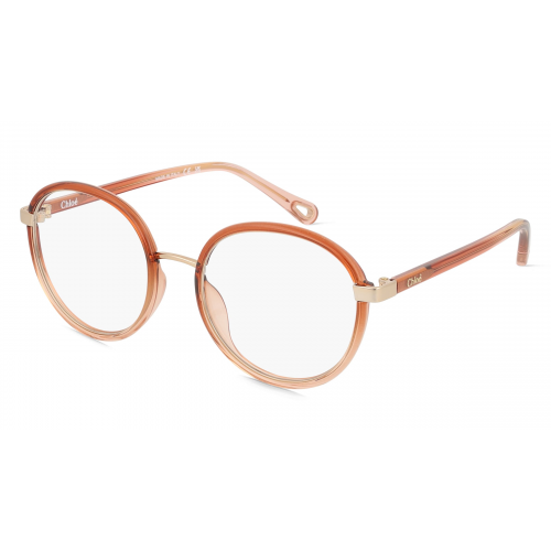 Chloé CH0033O Unisex-Brille inkl. Gläser Vollrand Rund Bio-Kunststoff-Gestell 51mm/18mm/140mm, orange