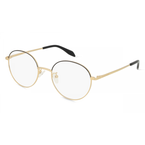 Alexander McQueen AM0369O Unisex-Brille inkl. Gläser Vollrand Rund Metall-Gestell 53mm/20mm/145mm, gold