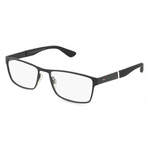 Tommy Hilfiger Eyewear TH 1543 Herren-Brille inkl. Gläser Vollrand Eckig Metall-Gestell 56mm/18mm/145mm, Schwarz