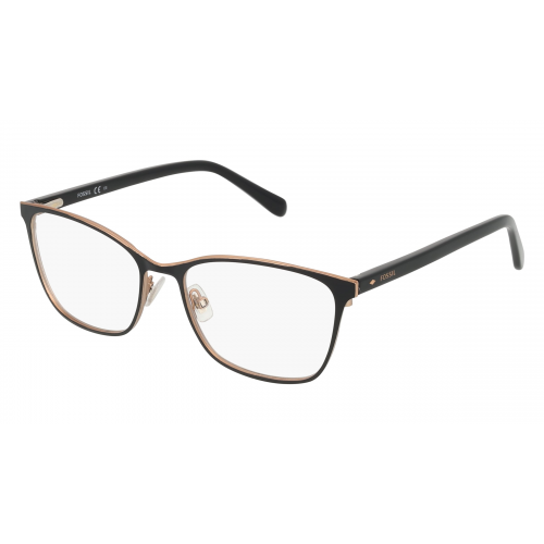 Fossil 7079 Damen-Brille inkl. Gläser Vollrand Butterfly Metall-Gestell 52mm/16mm/140mm, schwarz