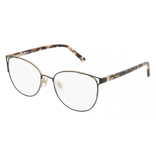 Fossil 7095 Damen-Brille inkl. Gläser Vollrand Butterfly Metall-Gestell 52mm/18mm/140mm, schwarz