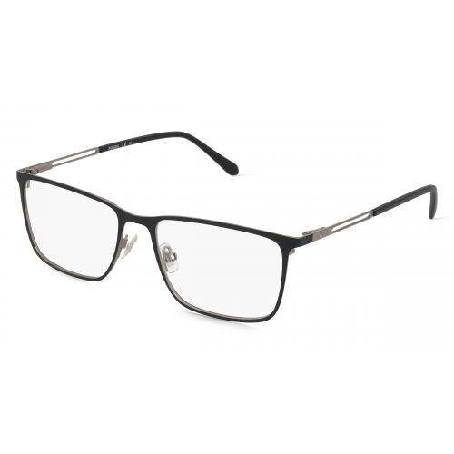 Fossil 7129 Herren-Brille inkl. Gläser Vollrand Eckig Metall-Gestell 55mm/17mm/145mm, schwarz